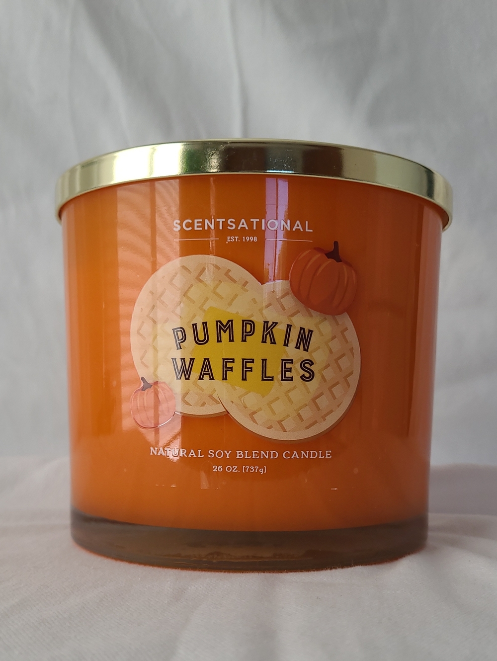 Scentsational Pumpkin Waffles Huge 3-Wick Candle - Orange